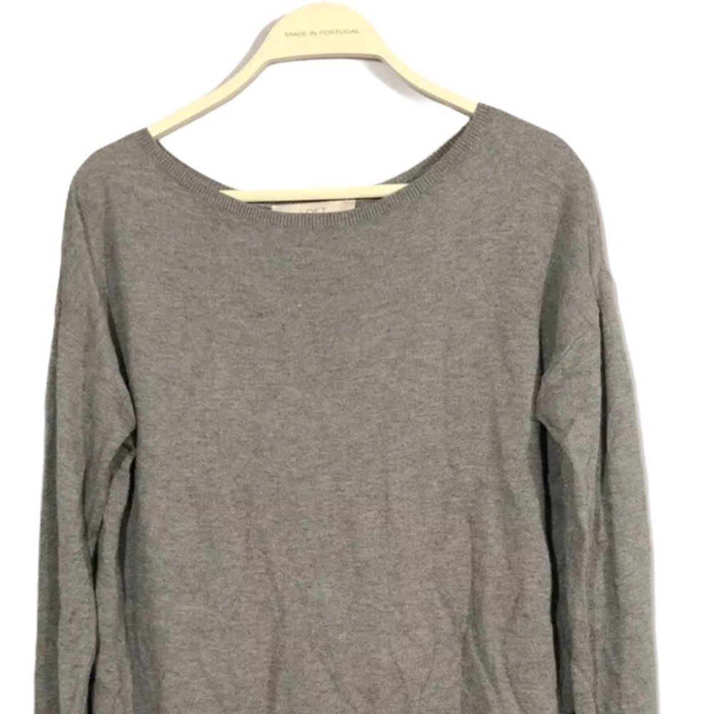 Loft sweater Gray Black Color Block stripe Pleat - Picture 3 of 10